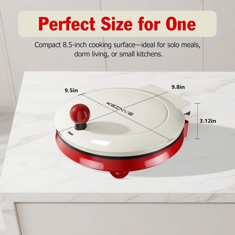 KEINVE 1000W Pizza Maker, 2-in-1 Indoor Griddle and Pizza Cooker, 8.5" 180° Open Nonstick Plate for Quesadilla, Panini, Crepe and More - Image 3